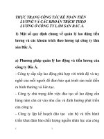 THỰC TRẠNG CÔNG TÁC KẾ TOÁN TIỀN LƯƠNG VÀ CÁC KHOẢN TRÍCH THEO LƯƠNG Ở CÔNG TY LÂM SẢN BẮC Á