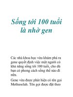 Sống tới 100 tuổi là nhờ gen