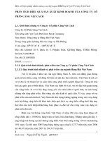 PHÂN TÍCH HIỆU QUẢ SẢN XUẤT KINH DOANH CỦA CÔNG TY CỔ PHẦN CẢNG VẬT CÁCH