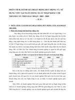 PHÂN TÍCH, ĐÁNH GIÁ HOẠT ĐỘNG HUY ĐỘNG VÀ  SỬ DỤNG VỐN TẠI NGÂN HÀNG XUẤT NHẬP KHẨU CHI NHÁNH CẦN THƠ GIAI  ĐOẠN  2003 - 2005