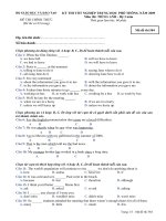 BỘ GIÁO DỤC VÀ ĐÀO TẠO ĐỀ THI CHÍNH THỨC KỲ THI TỐT NGHIỆP TRUNG HỌC PHỔ THÔNG NĂM 2009 Môn thi: TIẾNG ANH - Hệ 3 năm Mã đề thi 584