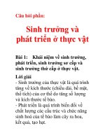 Câu hỏi phần: Sinh trưởng và phát triển ở thực vật