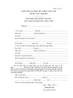 Mẫu bản khai đề cấp giấy xác nhận người gốc Việt Nam