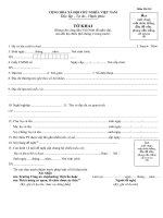 Mẫu tờ khai xuất nhập cảnh