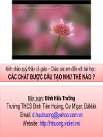 Tiết 22-Bài 19: CÁC CHẤT ĐƯỢC CẤU TẠO NHƯ THẾ NÀO ?