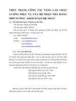 THỰC TRẠNG CÔNG TÁC NÂNG CAO CHẤT LƯỢNG PHỤC VỤ CỦA BỘ PHẬN NHÀ HÀNG PHỐ NƯỚNG