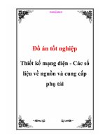 Đồ án tốt nghiệp - Thiết kế mạng điện - Các số liệu về nguồn và cung cấp phụ tải