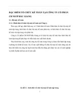 ĐẶC ĐIỂM TỔ CHỨC KẾ TOÁN TẠI CÔNG TY CỔ PHẦN CB NSTP BẮC GIANG