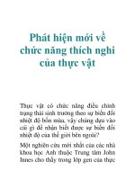 Phát hiện mới về chức năng thích nghi của thực vật