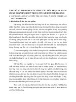 VAI TRÒ VÀ NỘI DUNG CỦA CÔNG TÁC TIÊU THỤ SẢN PHẨM Ở CÁC DOANH NGHIỆP TRONG NỀN KINH TẾ THỊ TRƯỜNG