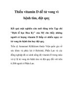 Thiếu vitamin D dễ tử vong vì bệnh tim, đột quỵ