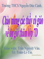 Tiết 15: làm tròn số - GV: Trần Nguyệt Vân - Trường THCS Nguyễn Đức Cảnh