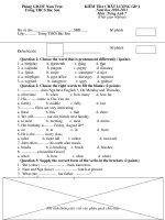 Đề+Đáp án T.Anh 7 GĐI