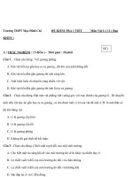 Đề kiểm tra Trường THPT Mạc Đĩnh Chi KHTN