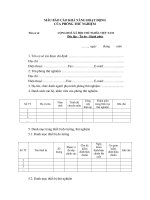 MẪU BÁO CÁO KHẢ NĂNG HOẠT ĐỘNG CỦA PHÒNG THỬ NGHIỆM