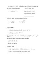Đề thi kiểm tra chất lượng và đáp án học môn toán lớp 10 TRƯỜNG THPT BÌNH ĐIỀN