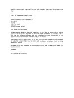 POLITELY REJECTING APPLICATION FOR EMPLOYMENT, APPLICATION RETAINED ON FILE