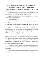 ĐỀ XUẤT MỘT SỐ BIỆN PHÁP NÂNG CAO HIỆU QUẢ HOẠT ĐỘNG TÍN DỤNG NHNO