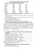 Đề thi HS Giỏi Anh 6 tháng 11 /2010