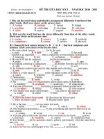 Đ.A và Đề thi Anh 12 giữa kỳ I (2010-2011)