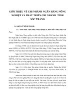 GIỚI THIỆU VỀ CHI NHÁNH NGÂN HÀNG NÔNG NGHIỆP VÀ PHÁT TRIỂN CHI NHÁNH  TỈNH SÓC TRĂNG