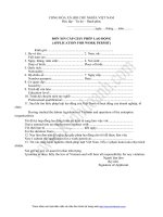 ĐƠN XIN CẤP GIẤY PHÉP LAO ĐỘNG (APPLICATION FOR WORK PERMIT