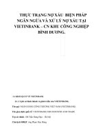 THỰC TRẠNG NỢ XẤU  BIỆN PHÁP NGĂN NGỪA VÀ XỬ LÝ NỢ XẤU TẠI VIETINBANK