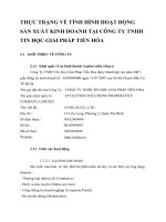 THỰC TRẠNG VỀ TÌNH HÌNH HOẠT ĐỘNG SẢN XUẤT KINH DOANH TẠI CÔNG TY TNHH TIN HỌC GIẢI PHÁP TIẾN HÓA