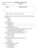 Đề KT khoa học tháng thứ 3 HK I