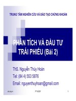 Phân tích đầu tư trái phiếu Phần I