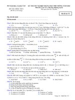 Đề thi chính thức kỳ thi tốt nghiệp THPT 2010 môn Vật lý - Giáo dục thường xuyên (Mã đề thi 172)