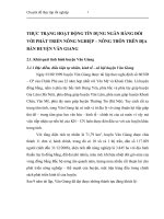 THỰC TRẠNG HOẠT ĐỘNG TÍN DỤNG NGÂN HÀNG ĐỐI VỚI PHÁT TRIỂN NÔNG NGHIỆP – NÔNG THÔN TRÊN ĐỊA BÀN HUYỆN VĂN GIANG