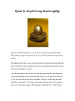 Quản lý chi phí trong doanh nghiệp