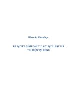 Báo cáo khoa học: RA QUYẾT ĐỊNH ĐẦU TƯ VỚI QUY LUẬT GIÁ TRỊ HIỆN TẠI RÒNG