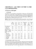 Cấu trúc cơ thể và nhu cầu dinh dưỡng