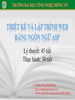 THIẾT KẾ VÀ LẬP TRÌNH WEB BẰNG NGÔN NGỮ ASP