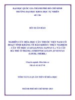 NGHIÊN CỨU HÓA HỌC CÂY THUỐC VIỆT NAM CÓ  HOẠT TÍNH KHÁNG TẾ BÀO KHỐI U THỰC NGHIỆM   CÂY TÔ MỘC (CAESALPINIA SAPPAN L.) VÀ CÂY  HÀ THỦ Ô TRẮNG (STREPTOCAULON JUVENTAS (LOUR.) MERR.)
