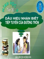 Tiết 26 Hình 9: Dấu hiệu nhận biết tiếp tuyến của đường tròn