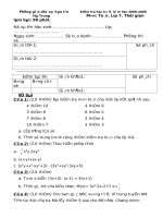 Đề kiểm tra học kỳ 2 toán 7 năm học 2008-2009