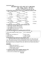 đề và đáp án KSGK6,7,8,9 Bắc Giang