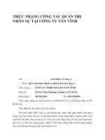THỰC TRẠNG CÔNG TÁC QUẢN TRỊ NHÂN SỰ TẠI CÔNG TY TÂN VĨNH