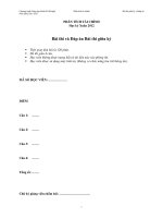 Bài thi và Đáp án Bài thi giữa kỳ PHÂN TÍCH TÀI CHÍNH