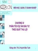 Chương 4:Phân tích dự án đầu tư theo suất thu lợi