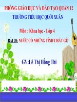 TÍNH CHẤT CỦA NƯỚC TIẾT 20 KH LỚP 4