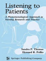 Listening to Patients A Phenomenological Approach to Nursing Research and Practice
