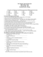 Đề thi HSG huyện môn Anh Văn khối 9 - năm học 2010-2011