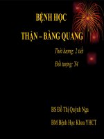 Giáo trình bệnh học: Thận - Bàng quang