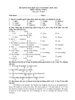 Đề kt hk1 ANH 6(2010-2011) t.khao