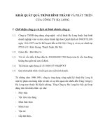 KHÁI QUÁT QUÁ TRÌNH HÌNH THÀNH VÀ PHÁT TRIỂN CỦA CÔNG TY HẠ LONG