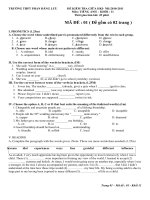 BÀI KIỂM TRA LẦN I MÔN TIẾNG ANH